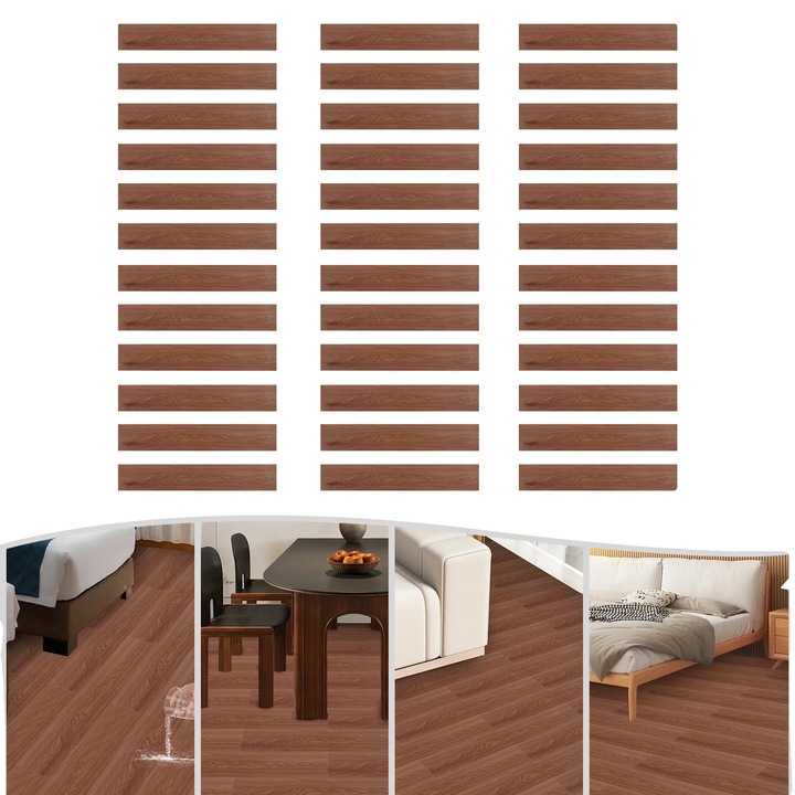 Placi de pardoseala autocolante, 36 bucati, PVC, 30.48x30.48cm, rezistente la apa, durabilitate ridicata