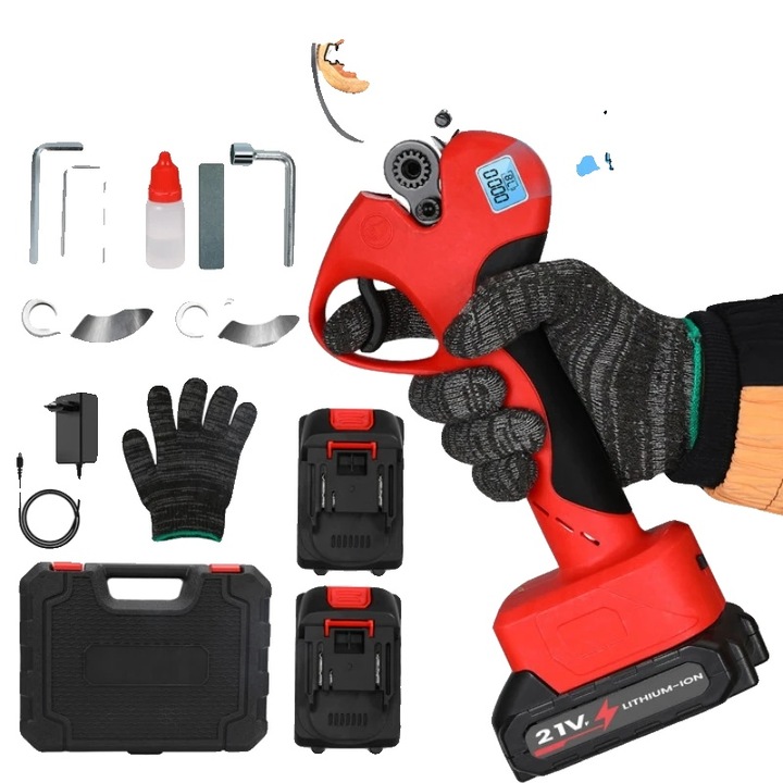 Foarfeca de gradinarit, 800W, motor fara perii, 2 viteze, 2 baterii, 21V, capacitate de taiere 40mm