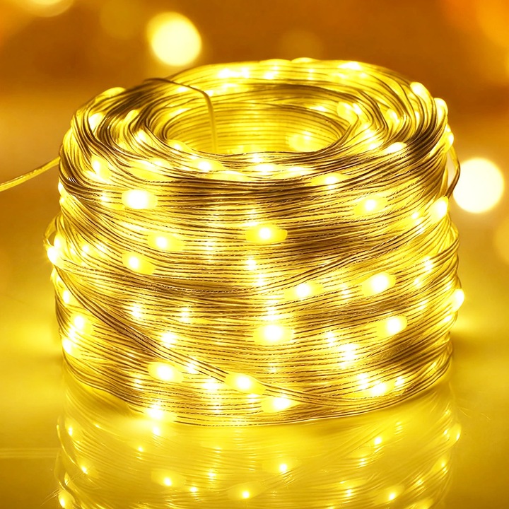 Karácsonyi fényfüzér, 50m, 500LED, LED-fények, meleg fehér, vízálló, EU csatlakozó