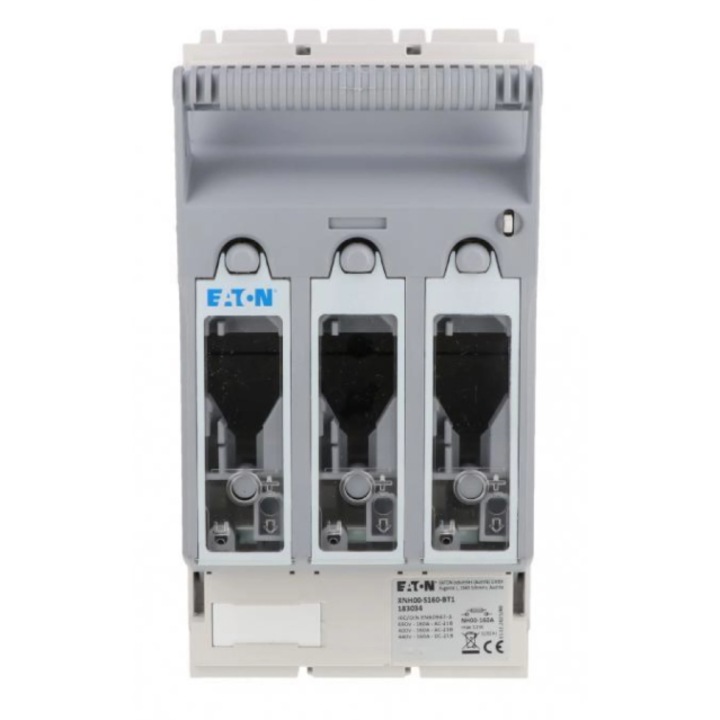 Siguranta electrica 3P Eaton, NH00 160A, 150x115mm, IP20, montaj pe sina