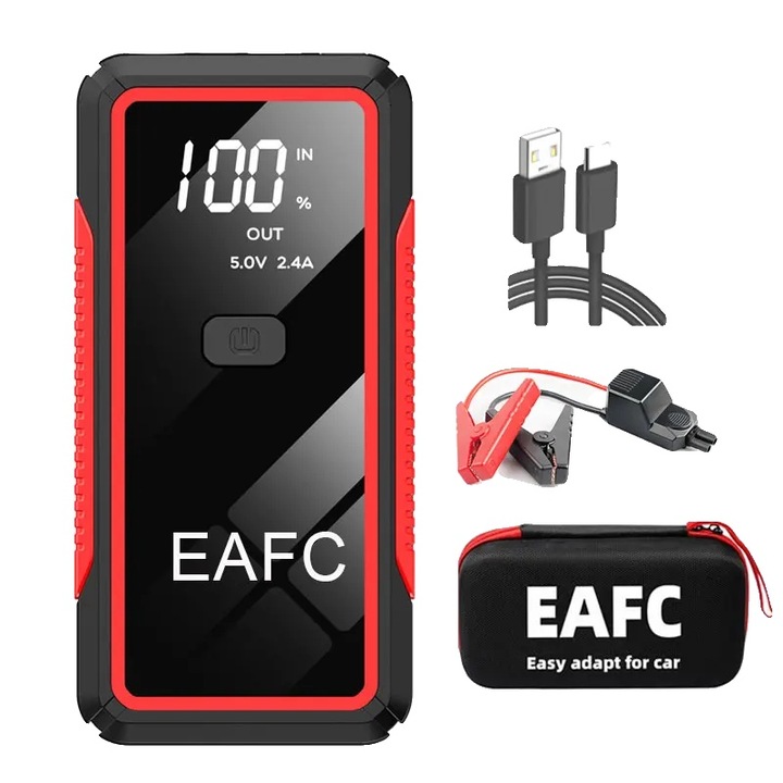 Redresor auto, 2000A, capacitate mare, multifunctional, rosu, compact