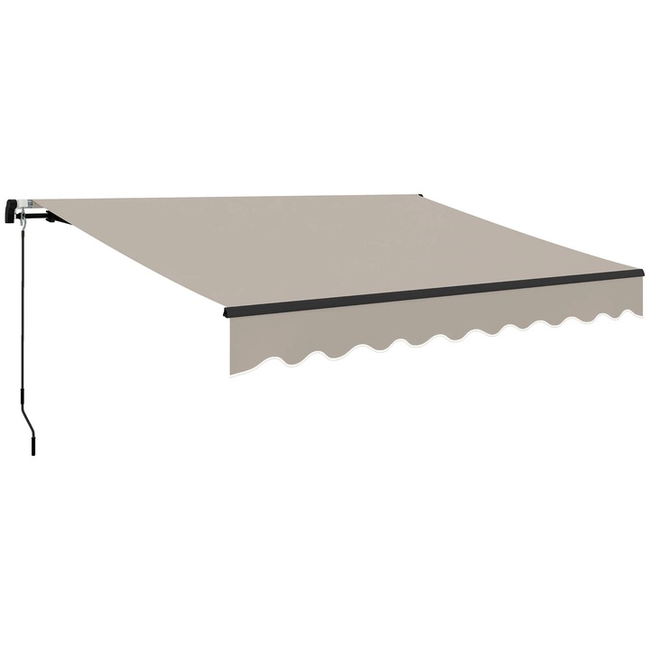 Marchiză retractabilă, albă, 360x220cm, poliester 280 g/m, 3 brațe din aluminiu