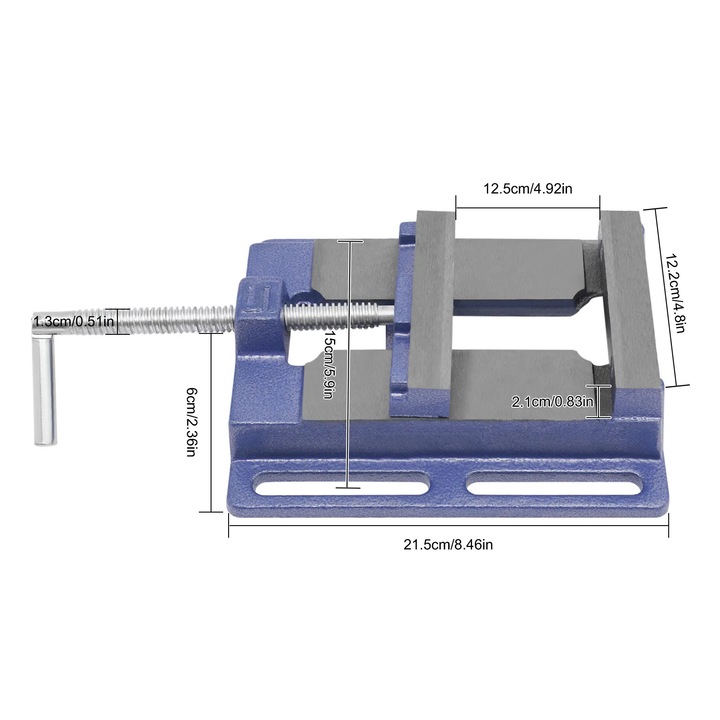 Menghina pentru masina de gaurit, Tip de banc, Latime falci 125 mm, Stabilitate ridicata, Multifunctional, Prelucrare lemn, Mov