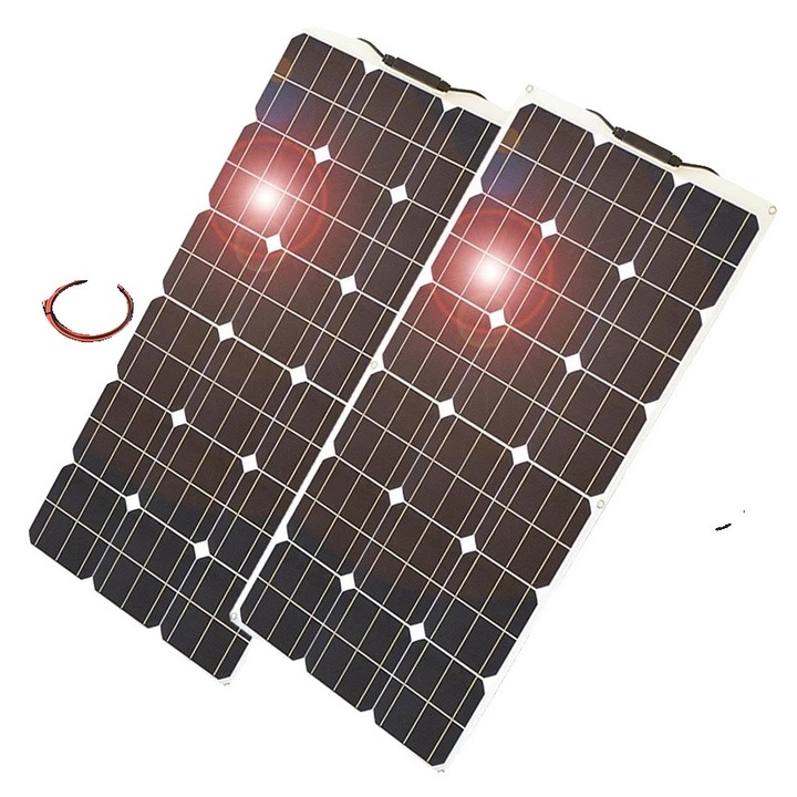 Kit panouri solare 200W, design flexibil, 1000x500x2.5mm, set complet