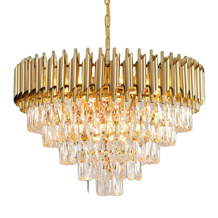 Модерна лустра, димируема функция, златна, 9 източника на светлина, > 300W