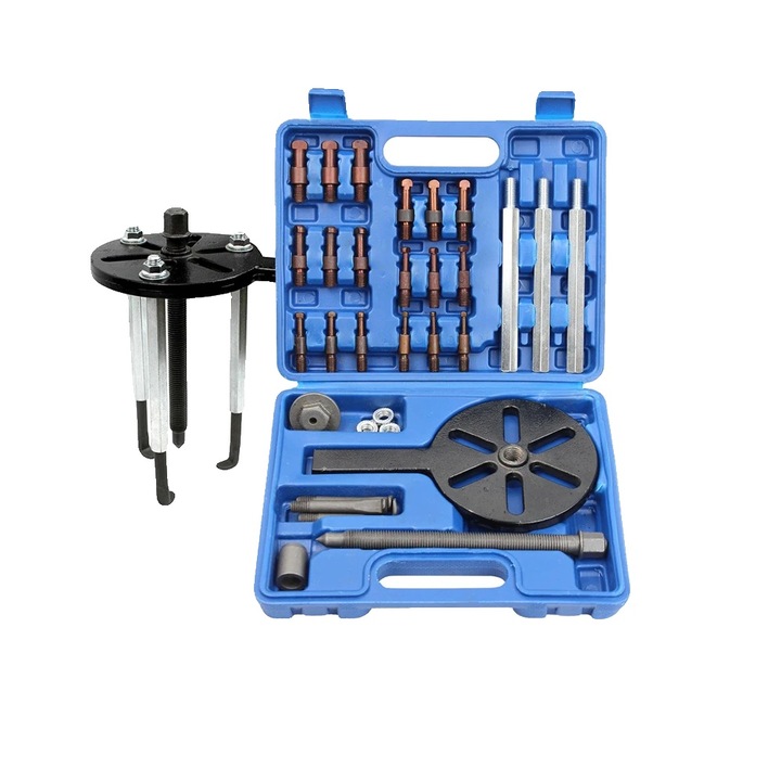 Комплект инструменти за изваждане на лагери, 3 челюсти, максимална сила на повдигане 5 тона, 6 размера, пластмасов куфар за транспорт