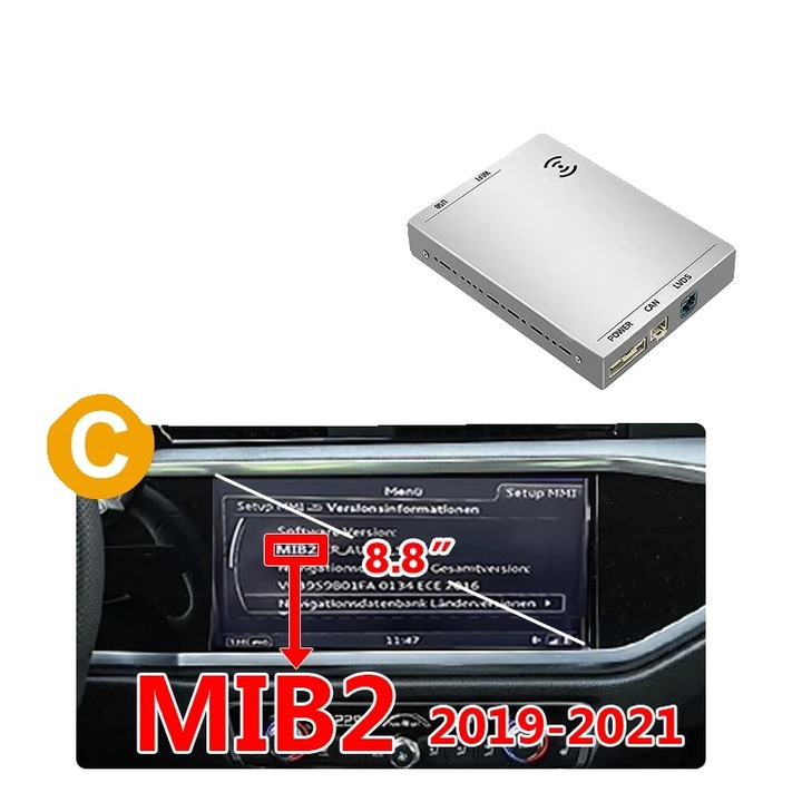 Cutie Ai Wireless, suport Wireless CarPlay si Android Auto, dimensiuni standard, plastic durabil