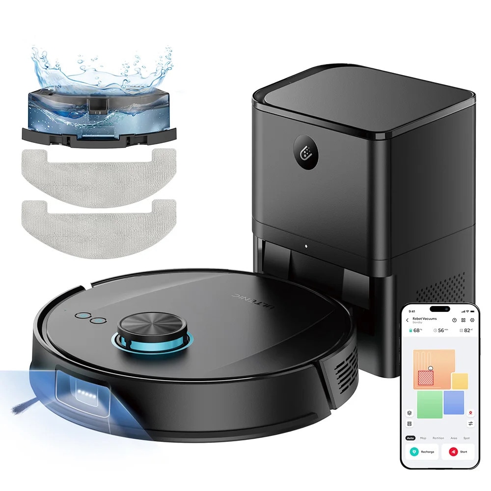Robot aspirator T20 Pro, 8000Pa putere de aspirare, navigatie inteligenta cu mapare, functie 2-in-1 aspirare si mop, autonomie pana la 180 min, rezervor praf 340ml + apa 250ml, negru, 1 buc