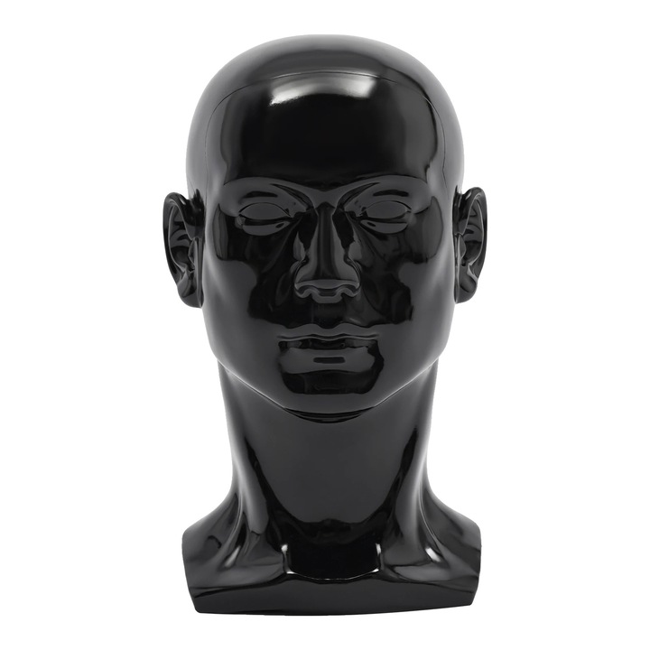 Cap manechin, policlorura de vinil, 30cm, circumferinta 50cm, negru