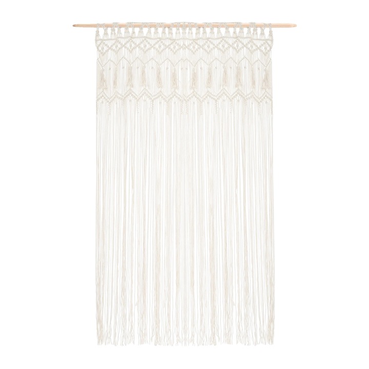 Pamutfüggöny, sokoldalú rögzítés, meleg fehér, 1 panel