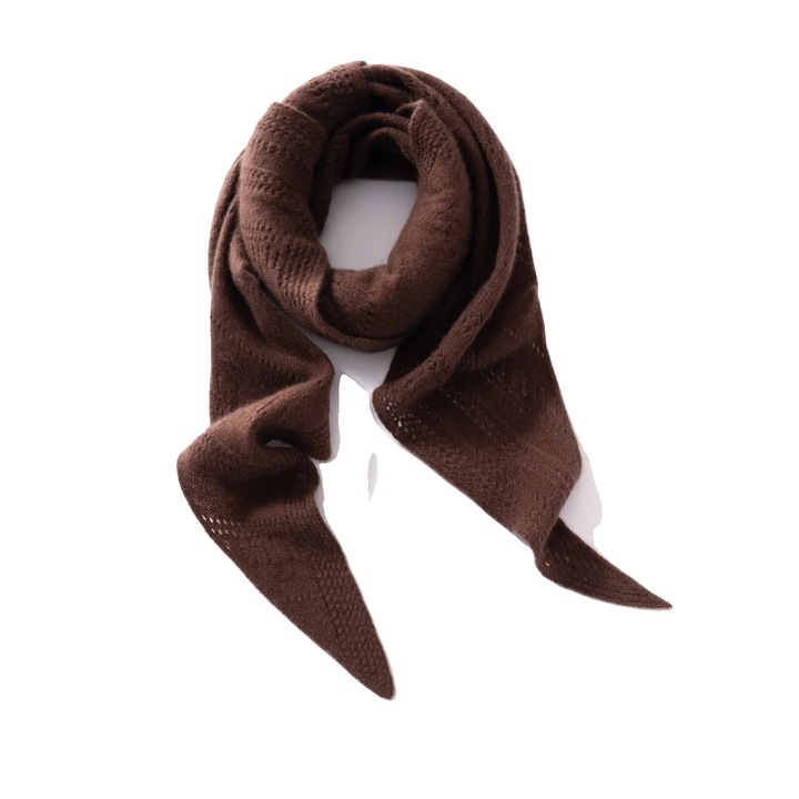 Esarfa din casmir, design elegant, culoare cafea, 190cmx77cm