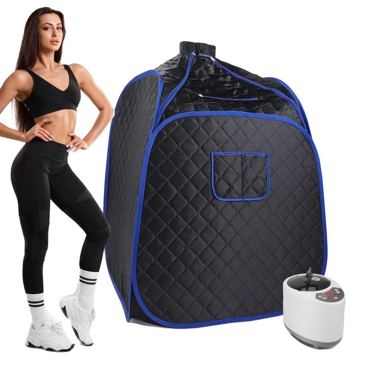 Sauna portabila, 2.6L, 9 setari de temperatura, 32.28"x32.28"x42.51", design rezistent la apa, timer de oprire automata