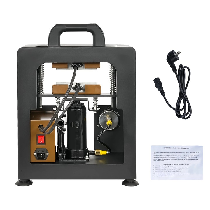 Masina de presat termic manuala, 300W, 5 tone presiune, placuta de incalzire 6x12cm, sistem de incalzire dual, certificat CE