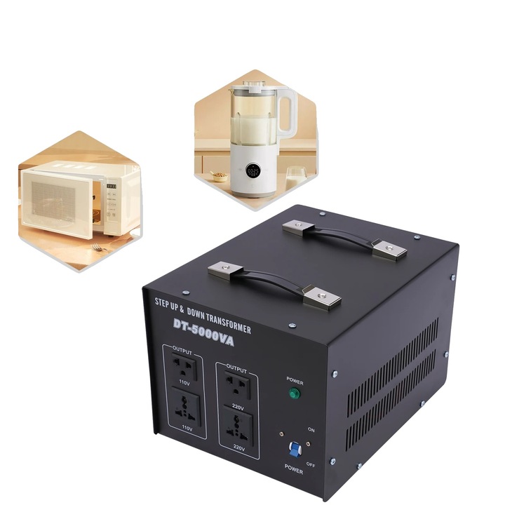 Stabilizator de tensiune, design durabil, 4500W, negru