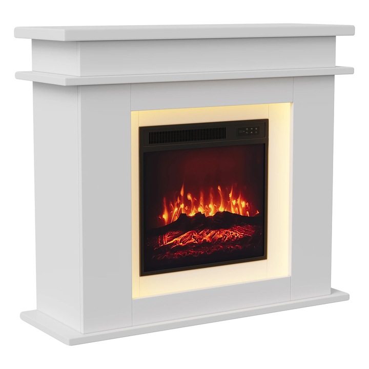 Elektromos kandalló, realisztikus lánghatás, távirányítóval, A stílus, 1500W, standard nappali bútorméretek