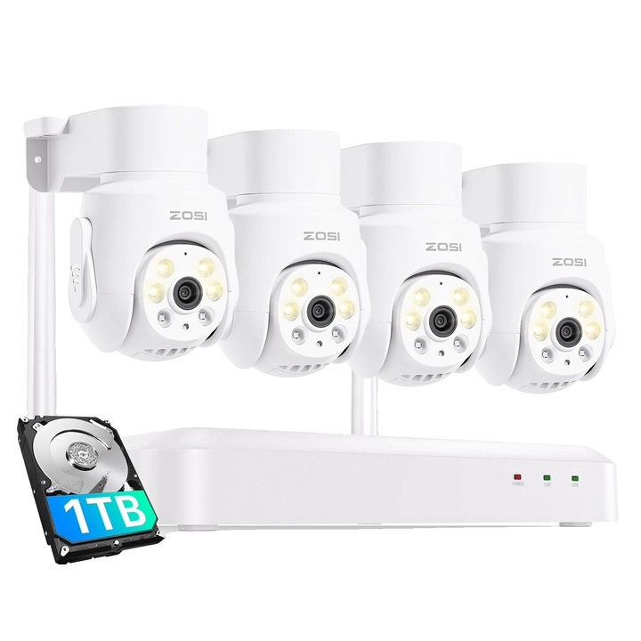 Kit supraveghere Hikvision seria HiWatch 8 camere 5 Megapixeli IR 20m DVR 8 canale Hard, Accesorii incluse