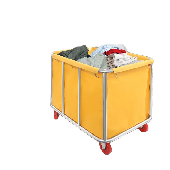 Carucior pentru rufe, 90x65x80 cm, capacitate 199.6 kg, design freestanding, galben