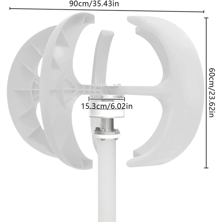 Generator eolian, design compact, performanta eficienta la vant slab, alb