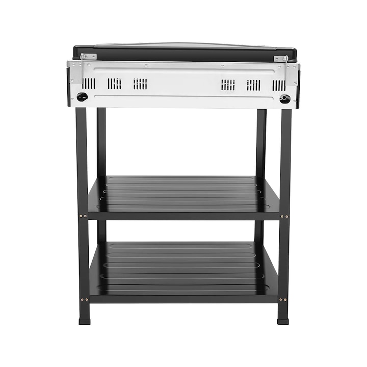 Gázfőzőlap, 5 égős, kézi gyújtású, fekete, 64x44.5x16.5cm