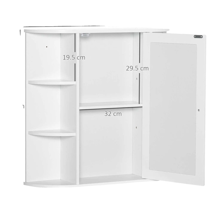 Cabinet de baie, montat pe perete, cu 8 compartimente, alb, 66x17x63cm