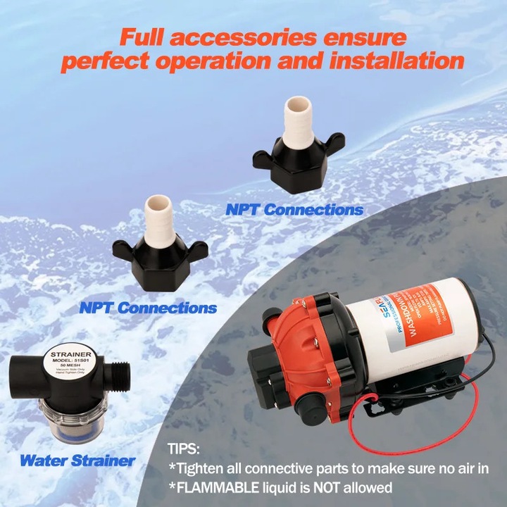 Vízpumpa, 5.0 GPM, 70 PSI, fekete