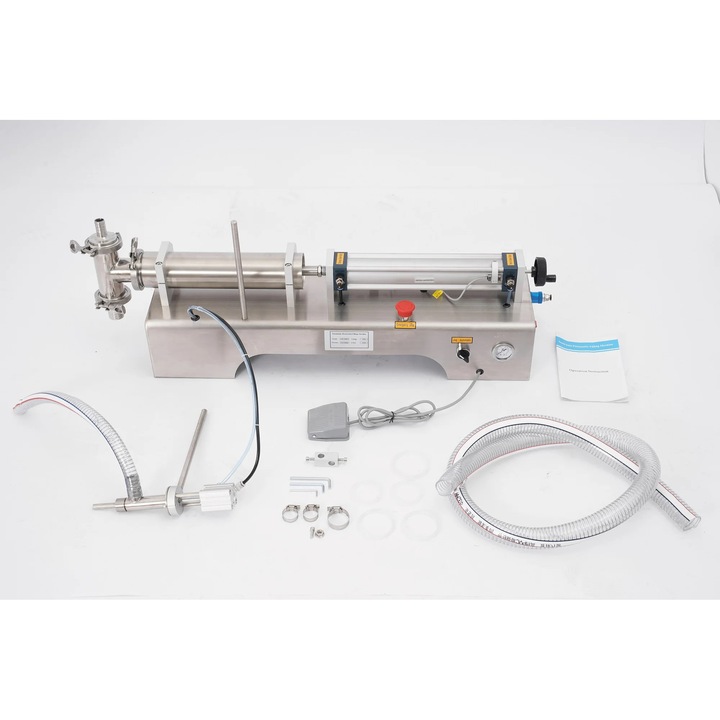 Masina de umplere lichide, capacitate 100-1000ml, constructie din inox, operare pneumatica, viteza 40 sticle/min