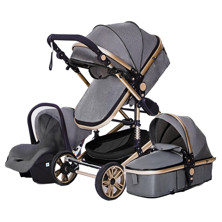 Carucior 3 in 1, cu scaun auto si suport pentru bebelusi