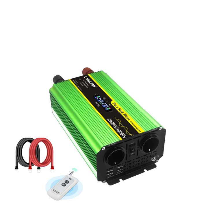 Inverter 24V-220V 4000W, putere mare, unda sinusoidala pura, compatibil cu sisteme electrice RV