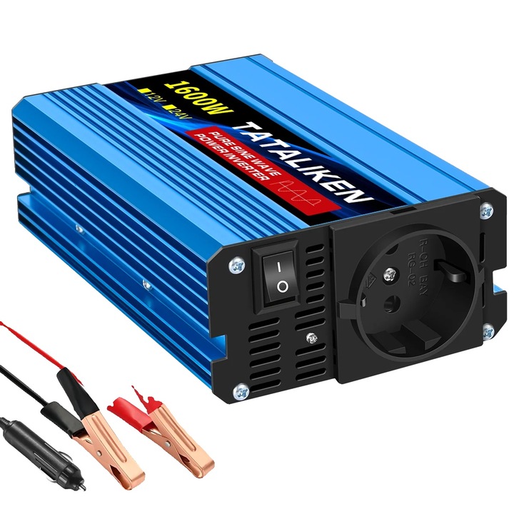 Inverter 24V, 1600W, 220V, priza EU, eficienta 90%