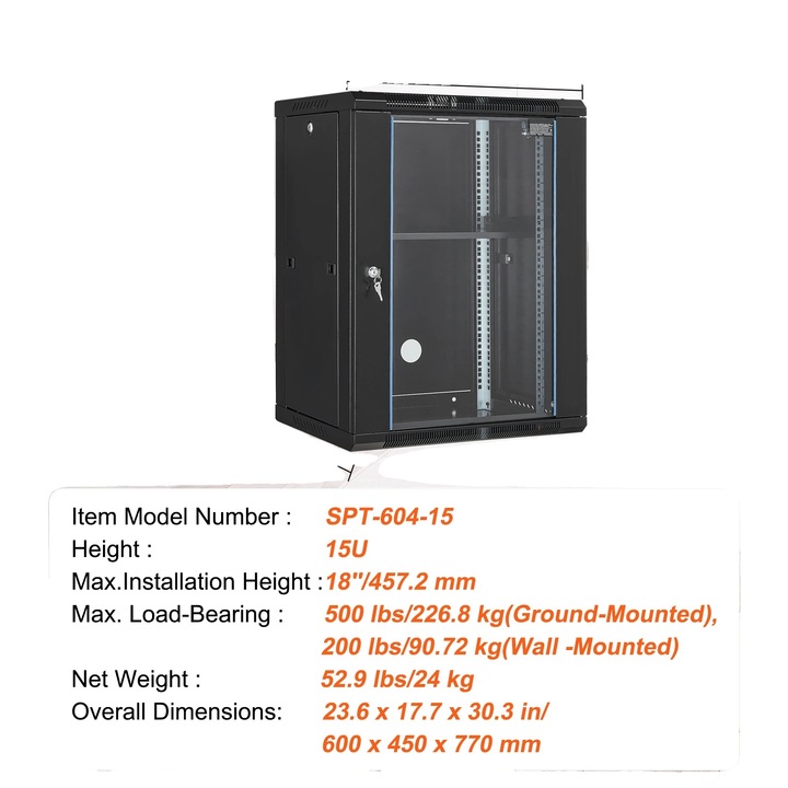 Cabinet metalic, Q235 otel carbon, capacitate mare de incarcare, 23.6x17.7x30.3in