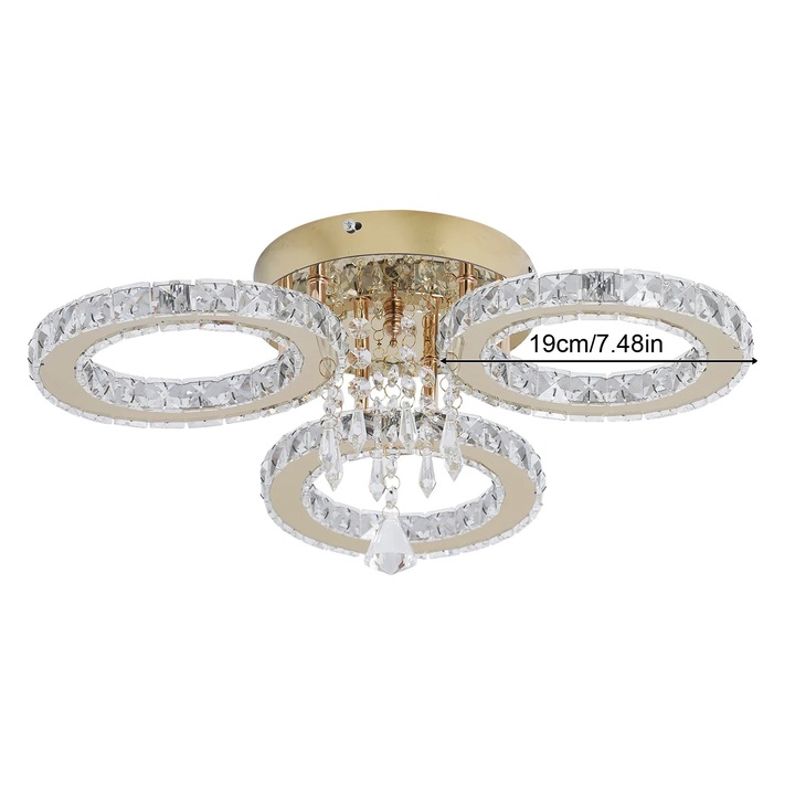 LED fali lámpa, elegáns design, 3 fényforrás, kristály, rozsdamentes acél, felületre szerelhető