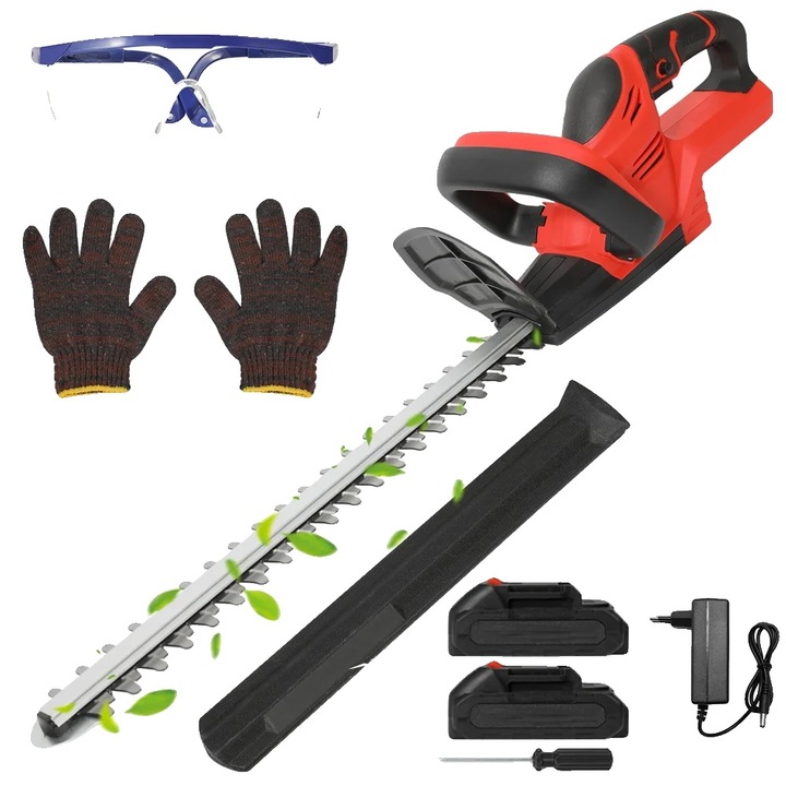 Trimmer electric pentru gard viu, 22 inch, cu 2 baterii, taiere eficienta, fara fir