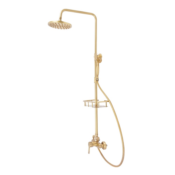 Set de dus, design vintage, inaltime ajustabila, bronz