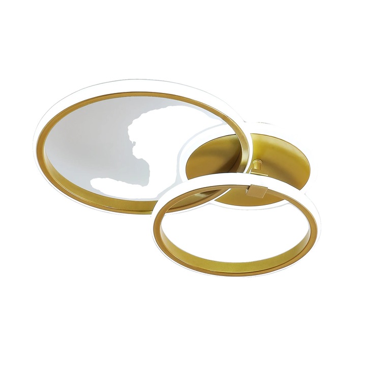 Plafoniera moderna, design geometric, LED eficient energetic, aurie, 3 surse de lumina