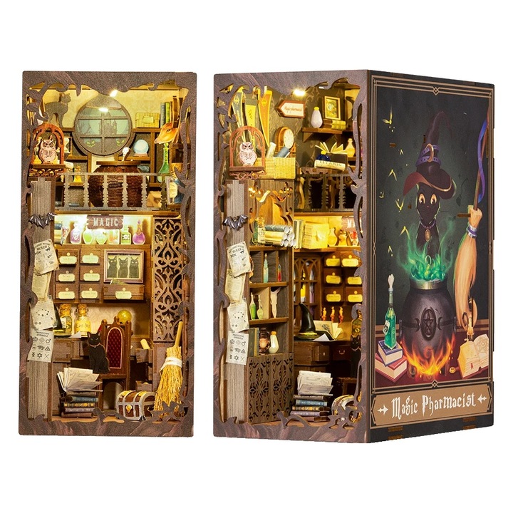 Kit constructie casuta in miniatura, Magic Pharmacist, iluminare LED, 14 ani+