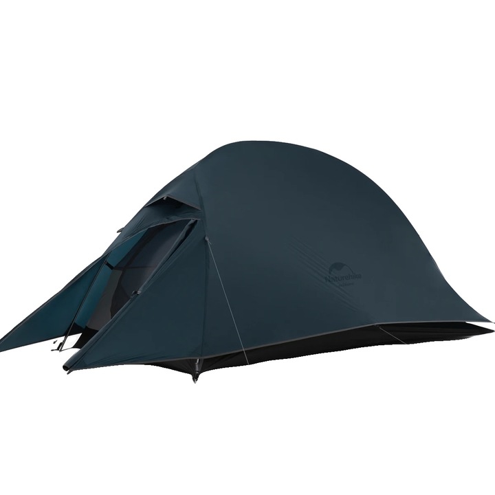 Cort camping, design ultrausor, rezistent la intemperii, 20D, albastru inchis, 270x130x105 cm, pentru 2 persoane