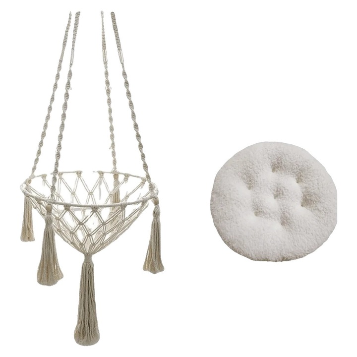 Macskaháló párnával, pamutzsinór design, többszínű, a legtöbb macska számára megfelelő méret