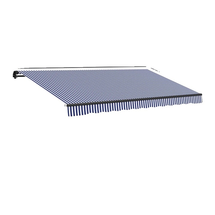 Umbrela de gradina, 396x300cm, material sintetic, cadru din aluminiu, unghi ajustabil 45-85, operare cu manivela