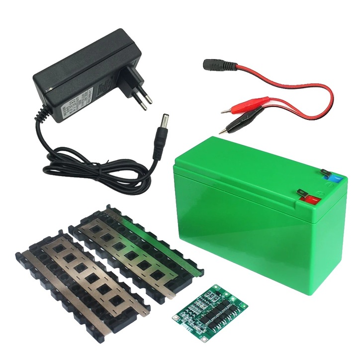 Akkumulátor tárolódoboz, műanyag, sokoldalú kompatibilitás, 12V, zöld