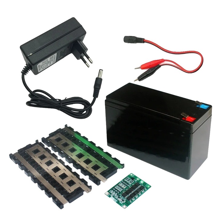 Cutie de depozitare pentru baterii, plastic, compatibilitate versatila, 12V, neagra