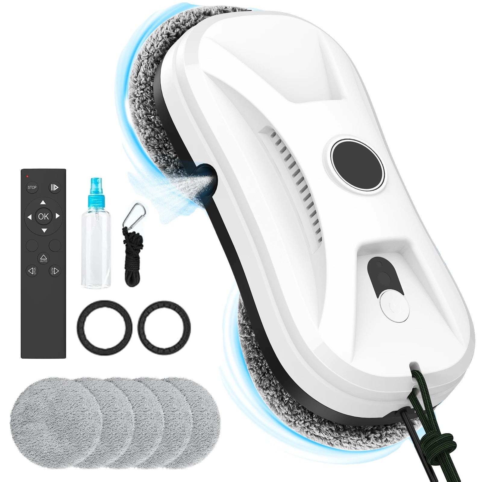 Robot de curatat ferestre, putere de aspiratie 2700Pa, control de la distanta, design ultra-subtire, moduri de curatare manual/automata