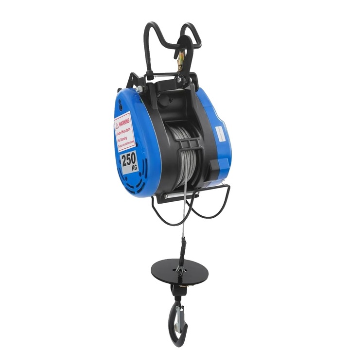 Troliu mobil cu telecomanda wireless, capacitate de incarcare 250kg, albastru