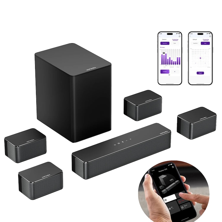 Soundbar, 7.1 canale, conectivitate Bluetooth, Poseidon D70, 410W, 45Hz-18kHz