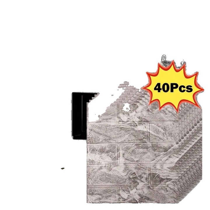 Öntapadós tapéta, retro szürke, 40 db-os készlet, 38.5x35cm, 3D texturált design