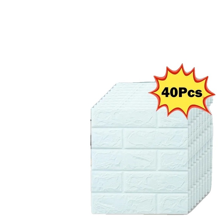 3D öntapadós tapéta, világoskék, 40 darabos készlet, 38.5x35cm