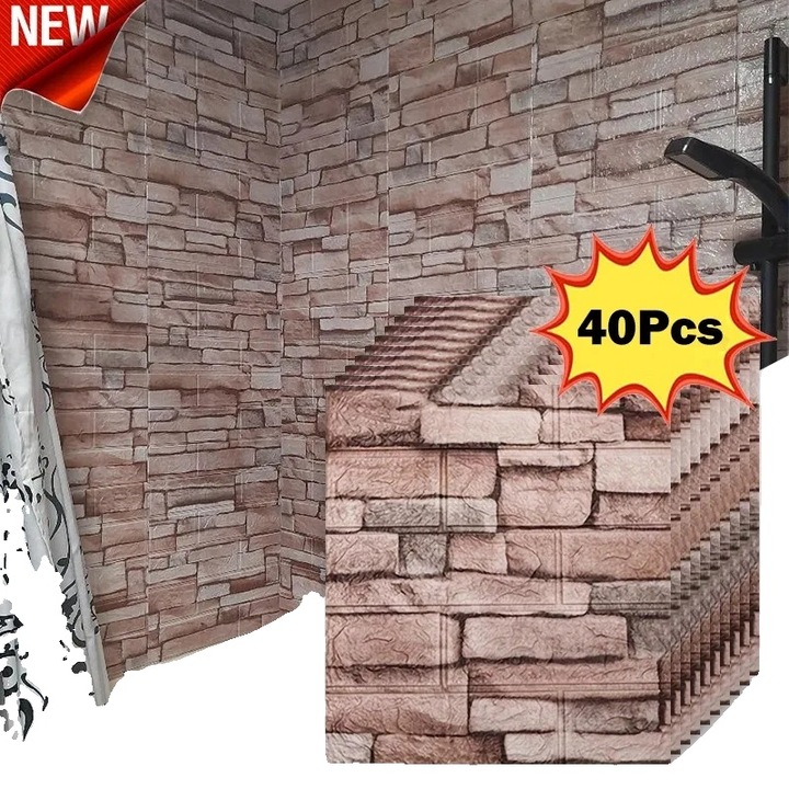 Öntapadós tapéta retro kávé, 40 db-os szett, 38.5x35cm, 3D texturált design, vízálló