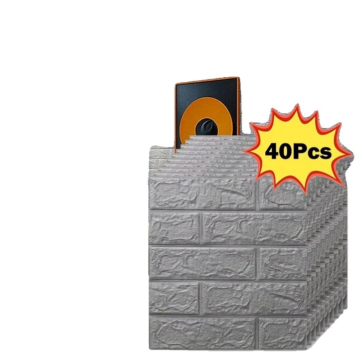 3D öntapadós tapéta, 40 darab, ezüst, 38.5x35cm