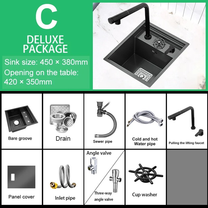 Chiuveta bucatarie, inox, design modern, 45x38cm, o singura cuva