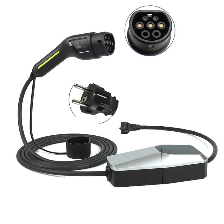 Incarcator EV, compatibilitate Tip 1/2, curent de incarcare ajustabil, 16A, 6 metri