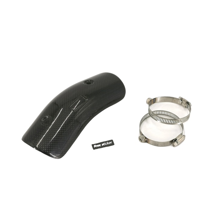 Protector pentru teava de esapament motocicleta, Carbon-A.k, din otel inoxidabil, montare usoara, dimensiune universala
